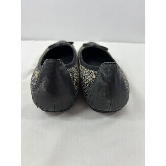 Vionic Minna Ballet Flats Size 6.5 Black Cream Reptile Print Leather Cap Toe - Picture 6 of 16